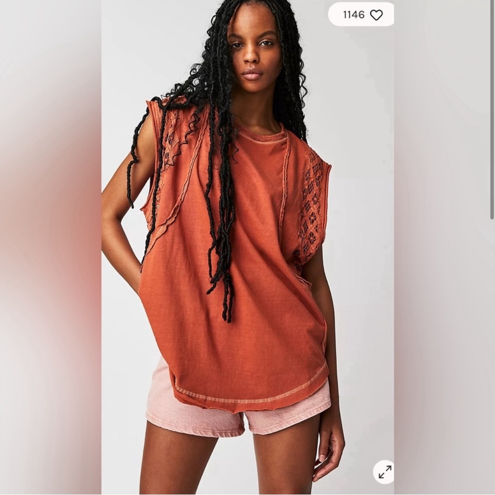 Free People Table For Two Tee. Bronze NWOT. Oversized